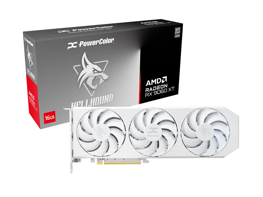 PowerColor Hellhound Spectral White AMD Radeon RX 9060 XT 16GB GDDR6